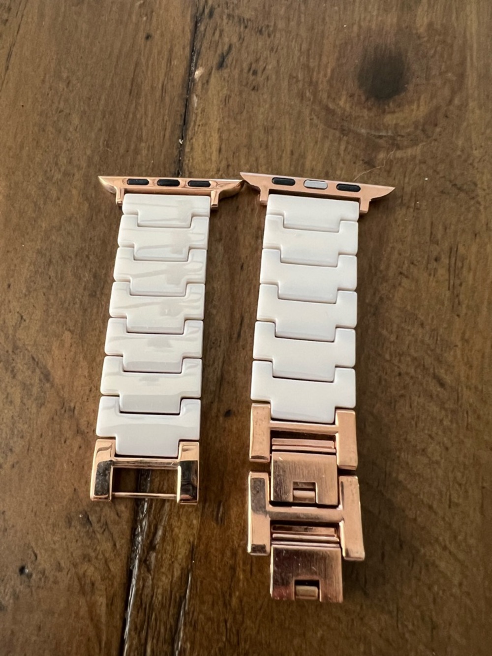 Anne Klein Ceramic Rose Gold and White Replacement Smartwatch Band 45 mm